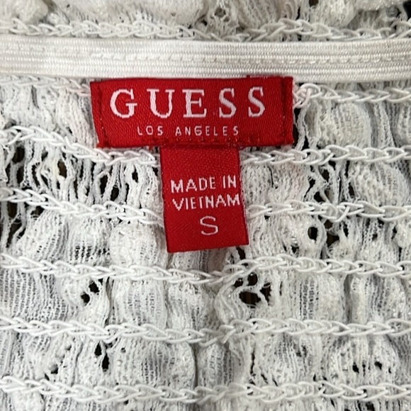 Guess Off Shoulder Lace Crop Top S Flare Bell Sleeves Festival Stretch Boho - Picture 7 of 8